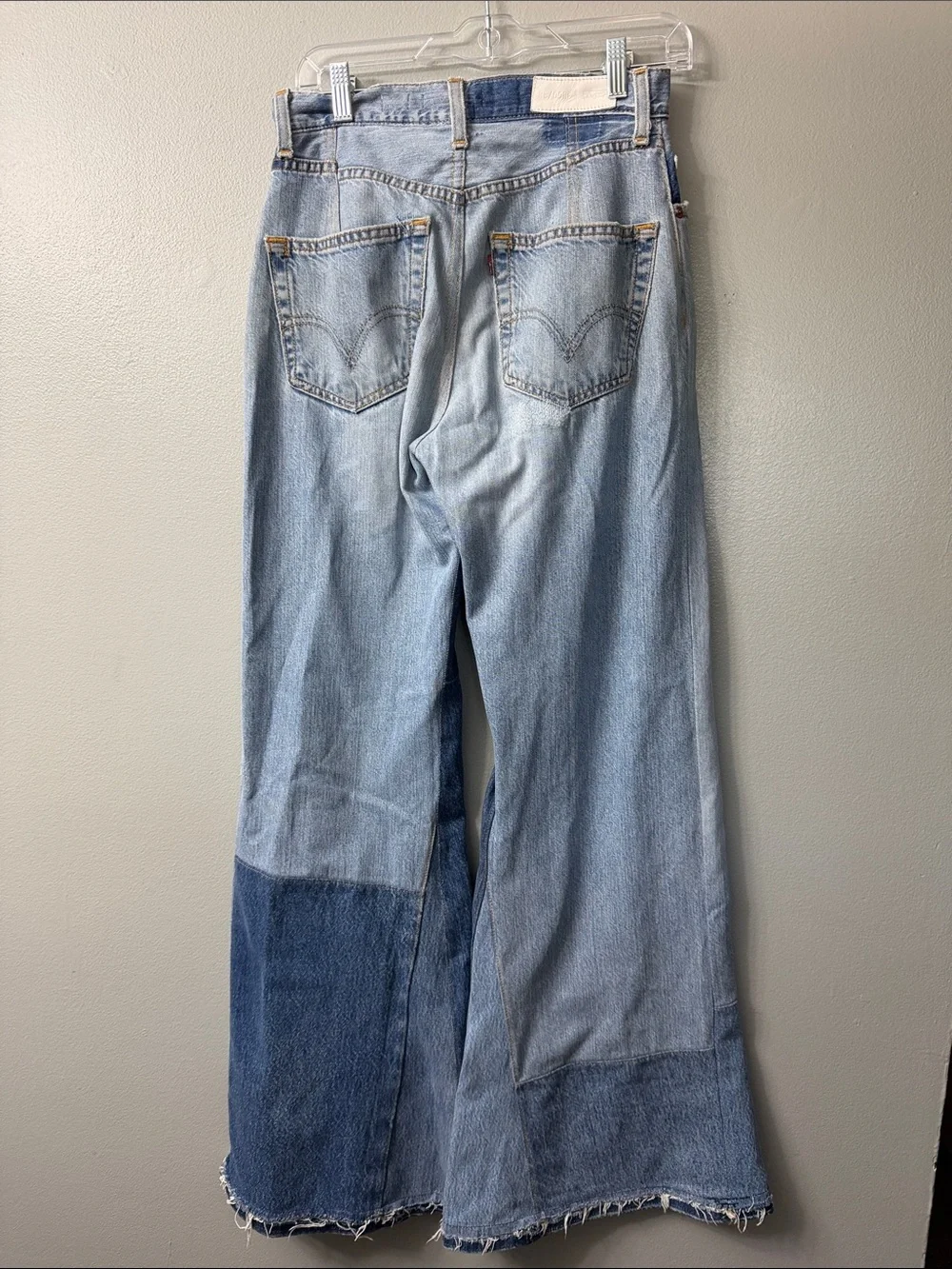 Re/Done x Levi's Patchwork Bell Bottom 60s 70s Hippie Flare Jeans 26 - Picture 3 of 12
